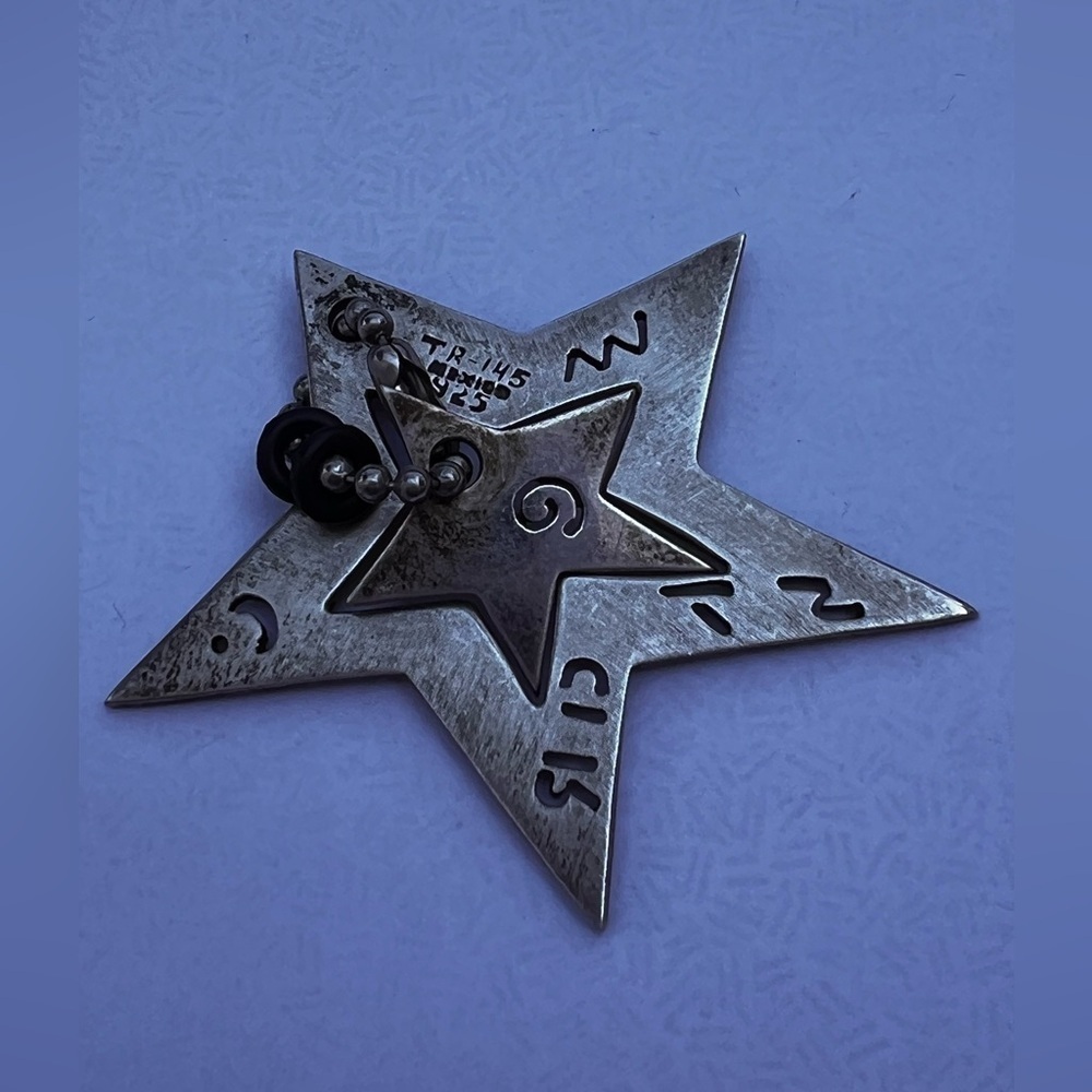 925 pendant open star tribal marked  TR-145 Silver double Pendant 2” 13 grams - Picture 9 of 9